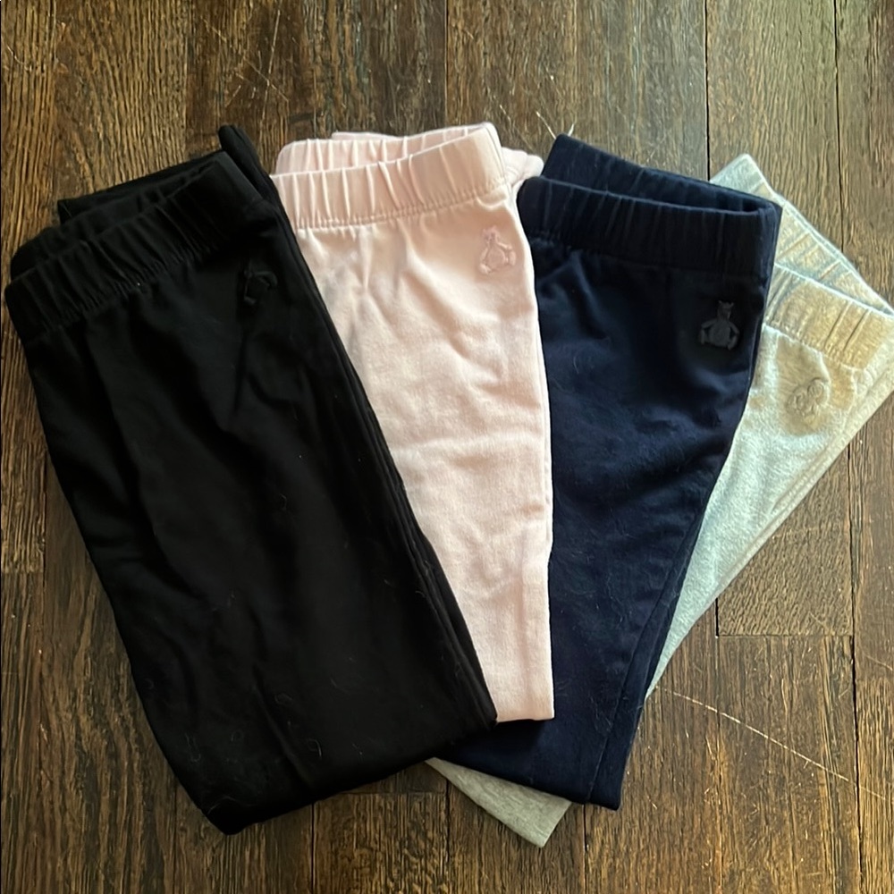 EUC Bundle of 4 GAP leggings 4T Black, Light Pink, Heather Gray, and Navy